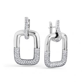 Серьги из белого золота Мастер Бриллиант 05M2-208221-00-00 с бриллиантом 05M2-208221-00-00 фото