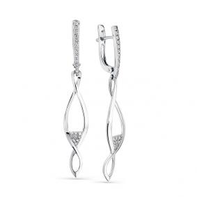 Серьги из белого золота Мастер Бриллиант 05M2-208235-00-00 с бриллиантом 05M2-208235-00-00 фото