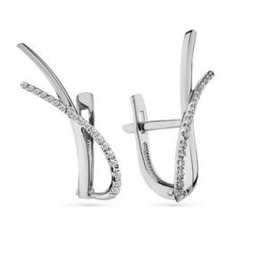 Серьги из белого золота Мастер Бриллиант 05M2-208338-00-00 с бриллиантом 05M2-208338-00-00 фото