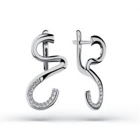 Серьги из белого золота Мастер Бриллиант 05M2-208376-00-00 с бриллиантом 05M2-208376-00-00 фото