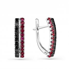 Серьги из белого золота Мастер Бриллиант 05M2-208395-00-57 с рубином и чёрным бриллиантом 05M2-208395-00-57 фото
