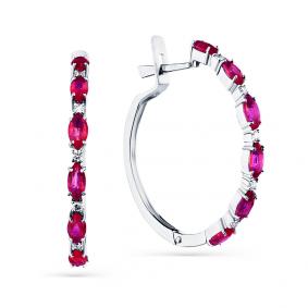 Серьги из белого золота Мастер Бриллиант 05M2-208401-00-03 с бриллиантом и рубином 05M2-208401-00-03 фото