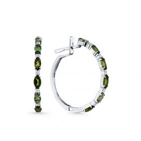 Серьги из белого золота Мастер Бриллиант 05M2-208401-00-60 с бриллиантом и турмалином 05M2-208401-00-60 фото