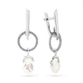 Серьги из белого золота Мастер Бриллиант 05M2-208447-00-28 с бриллиантом и жемчугом 05M2-208447-00-28 фото