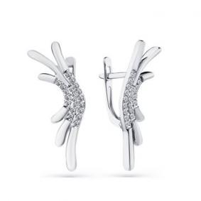Серьги из белого золота Мастер Бриллиант 05M2-208469-00-00 с бриллиантом 05M2-208469-00-00 фото