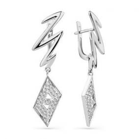 Серьги из белого золота Мастер Бриллиант 05M2-208509-00-00 с бриллиантом 05M2-208509-00-00 фото