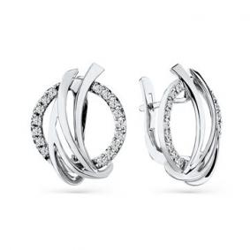 Серьги из белого золота Мастер Бриллиант 05M2-208515-00-00 с бриллиантом 05M2-208515-00-00 фото