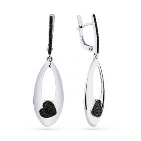 Серьги из белого золота Мастер Бриллиант 05M2-208519-00-48 с чёрным бриллиантом 05M2-208519-00-48 фото