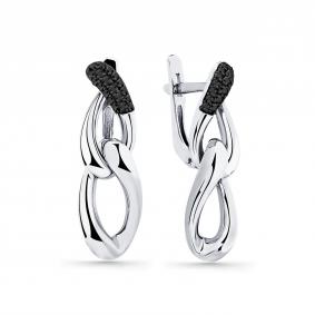 Серьги из белого золота Мастер Бриллиант 05M2-208550-00-48 с чёрным бриллиантом 05M2-208550-00-48 фото