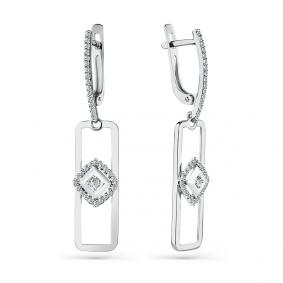 Серьги из белого золота Мастер Бриллиант 05M2-208606-00-00 с бриллиантом 05M2-208606-00-00 фото