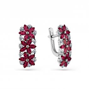 Серьги из белого золота Мастер Бриллиант 05M2-208719-00-03 с бриллиантом и рубином 05M2-208719-00-03 фото