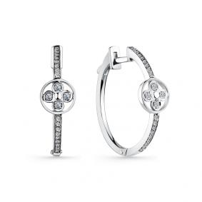 Серьги из белого золота Мастер Бриллиант 05M2-208759-00-00 с бриллиантом 05M2-208759-00-00 фото