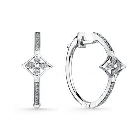 Серьги из белого золота Мастер Бриллиант 05M2-208760-00-00 с бриллиантом 05M2-208760-00-00 фото