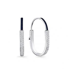 Серьги из белого золота Мастер Бриллиант 05M2-208792-00-02 с бриллиантом и сапфиром 05M2-208792-00-02 фото