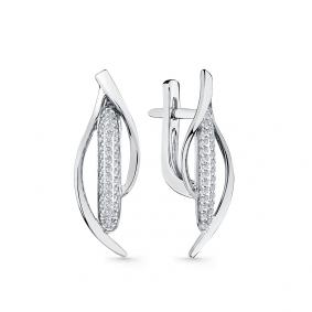 Серьги из белого золота Мастер Бриллиант 05M2-208801-00-00 с бриллиантом 05M2-208801-00-00 фото