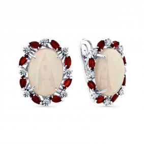 Серьги из белого золота Мастер Бриллиант 05M2-208993-00-56 с бриллиантом, сапфиром и опалом 05M2-208993-00-56 фото