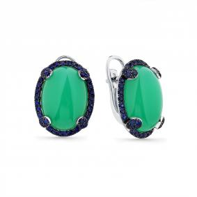 Серьги из белого золота Мастер Бриллиант 05M2-209010-00-55 с хризопразом и сапфиром 05M2-209010-00-55 фото