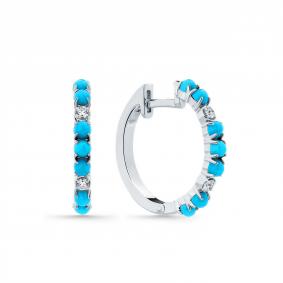 Серьги из белого золота Мастер Бриллиант 05M2-209046-00-38 с бриллиантом и бирюзой 05M2-209046-00-38 фото