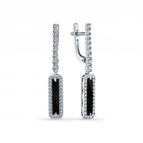 Серьги из белого золота Мастер Бриллиант 05M2-209104-00-04 с бриллиантом и агатом 05M2-209104-00-04 фото