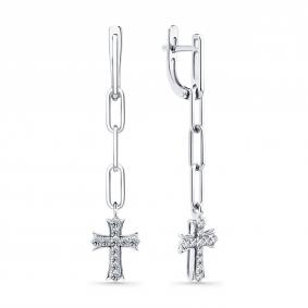 Серьги-кресты из белого золота Мастер Бриллиант с бриллиантом 05M2-209179-00-00 05M2-209179-00-00 фото