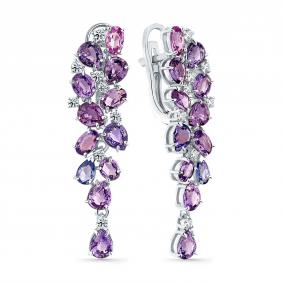 Серьги из белого золота Мастер Бриллиант 05M2-209181-00-47 с бриллиантом и сапфиром 05M2-209181-00-47 фото