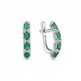 Серьги из белого золота Мастер Бриллиант 05M2-209243-70-01 с бриллиантом и изумрудом 05M2-209243-70-01 фото