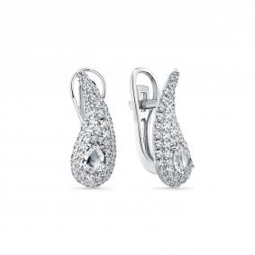 Серьги из белого золота Мастер Бриллиант 05M2-209281-00-00 с бриллиантом 05M2-209281-00-00 фото