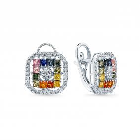 Серьги из белого золота Мастер Бриллиант 05M2-209322-01-55 с бриллиантом и сапфиром 05M2-209322-01-55 фото