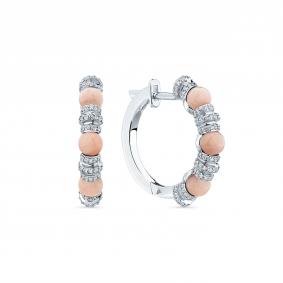 Серьги из белого золота Мастер Бриллиант 05M2-209336-00-53 с бриллиантом и кораллом 05M2-209336-00-53 фото