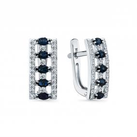 Серьги из белого золота Мастер Бриллиант 05M2-209362-00-02 с бриллиантом и сапфиром 05M2-209362-00-02 фото