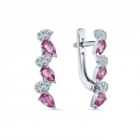 Серьги из белого золота Мастер Бриллиант 05M2-209363-00-47 с бриллиантом и сапфиром 05M2-209363-00-47 фото