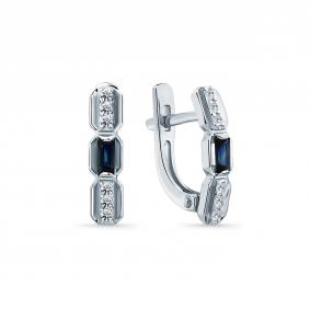 Серьги из белого золота Мастер Бриллиант 05M2-209369-00-02 с бриллиантом и сапфиром 05M2-209369-00-02 фото