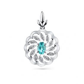 Подвеска из белого золота Мастер Бриллиант 05M3-230035-00-35 с бриллиантом и апатитом 05M3-230035-00-35 фото