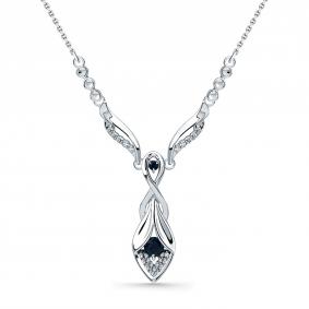 Колье из белого золота Мастер Бриллиант 05M6-260246-01-02 с бриллиантом и сапфиром 05M6-260246-01-02 фото