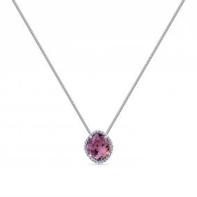 Колье из белого золота Мастер Бриллиант 05M6-260357-01-45 с бриллиантом и сапфиром 05M6-260357-01-45 фото