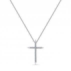 Колье-крест из белого золота Мастер Бриллиант с бриллиантом 05M6-260362-00-00 05M6-260362-00-00 фото