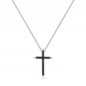 Колье-крест из белого золота Мастер Бриллиант с чёрным бриллиантом 05M6-260362-00-48 05M6-260362-00-48 фото
