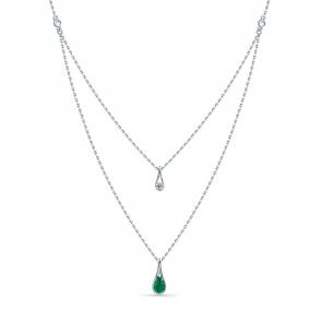 Колье из белого золота Мастер Бриллиант 05M6-260388-99-01 с бриллиантом и изумрудом 05M6-260388-99-01 фото