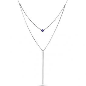 Колье из белого золота Мастер Бриллиант 05M6-260406-00-02 с сапфиром 05M6-260406-00-02 фото