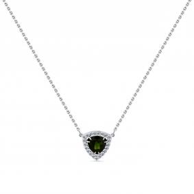 Колье из белого золота Мастер Бриллиант 05M6-260437-00-37 с бриллиантом и хромдиопсидом 05M6-260437-00-37 фото