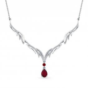 Колье из белого золота Мастер Бриллиант 05M6-260483-00-03 с бриллиантом и рубином 05M6-260483-00-03 фото