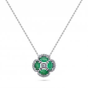 Колье из белого золота Мастер Бриллиант 05M6-260522-00-01 с бриллиантом и изумрудом 05M6-260522-00-01 фото