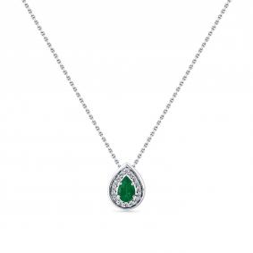 Колье из белого золота Мастер Бриллиант 05M6-260540-97-01 с бриллиантом и изумрудом 05M6-260540-97-01 фото