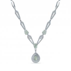 Колье из белого золота Мастер Бриллиант 05M6-260636-01-40 с бриллиантом и аквамарином 05M6-260636-01-40 фото