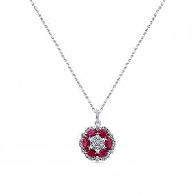 Колье из белого золота Мастер Бриллиант 05M6-260662-00-03 с бриллиантом и рубином 05M6-260662-00-03 фото