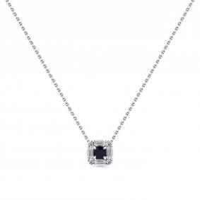 Колье из белого золота Мастер Бриллиант 05M6-260672-02-02 с бриллиантом и сапфиром 05M6-260672-02-02 фото