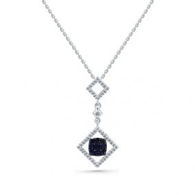Колье из белого золота Мастер Бриллиант 05M6-260681-00-02 с бриллиантом и сапфиром 05M6-260681-00-02 фото