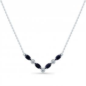 Колье из белого золота Мастер Бриллиант 05M6-260697-01-02 с бриллиантом и сапфиром 05M6-260697-01-02 фото