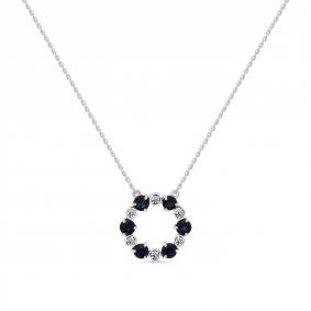 Колье из белого золота Мастер Бриллиант 05M6-260709-00-02 с бриллиантом и сапфиром 05M6-260709-00-02 фото