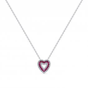 Колье из белого золота Мастер Бриллиант 05M6-260718-00-03 с бриллиантом и рубином 05M6-260718-00-03 фото